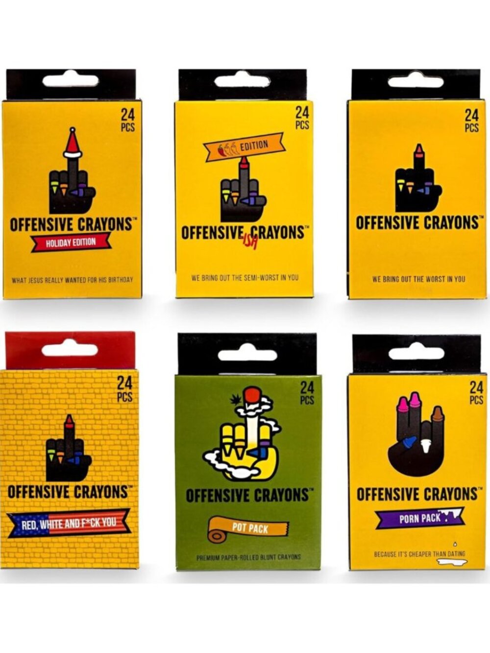BOX OF Sarcastic Offensive CRAYONS -Witty Insult Gag Gift Fun Humor Funny NEW